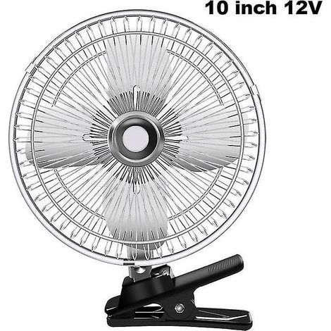 Ventilateur électrique 12/24 V pour voiture, camionnette et maison, 2 vitesses, avec pince, pour l'été. Ventilateur de refroidissement pour camion et véhicule, noir, 15 cm (6 pouces) - 25 cm (10 pouce (1/5)
