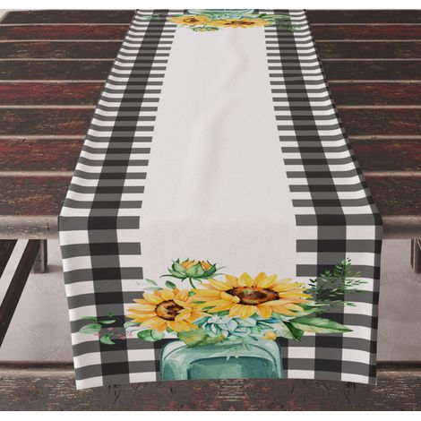 (33x183CM)Coureur de table en lin Pour l'extérieur, le balcon, l'intérieur et la décoration de fête (1/3)