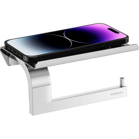 Porte-Rouleau de Papier Toilette Mural avec étagère, Distributeur de Papier Toilette en Acier Inoxydable 304, Support chromé pour Rouleaux de Papier Toilette (Argent) (1/5)