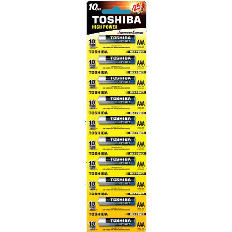 Piles alcalines standard AAA 1,5 V Toshiba haute puissance, lot de 10 (10 piles).