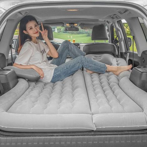 Auto Matratze, Auto Matratze Kombi, 175 130cm Flocking Auto Aufblasbares Bett Für Reisen Camping Outdoor Aktivitäten - Kleinwagen/Mittelwagen/SUV nach Business Auto entweder (Grau)
