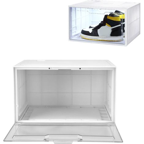 Boîte à chaussures transparente épaisse anti-poussière AJ, boîte de présentation pour baskets, boîte à chaussures magnétique à LED activée par le son, boîte de rangement pour chaussures en PP, plusieu (1/5)