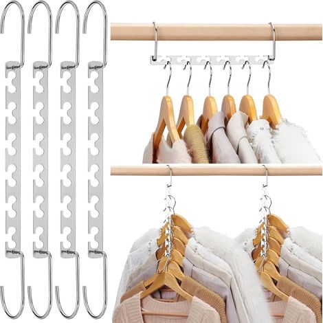 Lot de 4 cintres magiques gain de place, cintres chromés design crochet, longueur 26 cm, rangement optimisé (1/5)