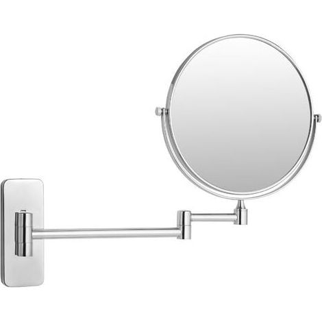 Miroir de beauté rond double face grossissant x5, portable pour salle de bain, avec pied rotatif, design élégant, grossissement x1 et x10, parfait pour le maquillage et le soin du visage. (1/4)