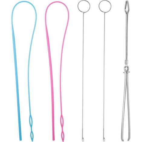 6 Pièces Kit de Boucle de Couture, Comprenant Crochet de Tourneur de Boucle Enfile-Cordon Flexible Pince à Épiler en Métal Outil de Tourneur à Boucle Long avec Verrou pour DIY Accessoires de Tri (1/5)