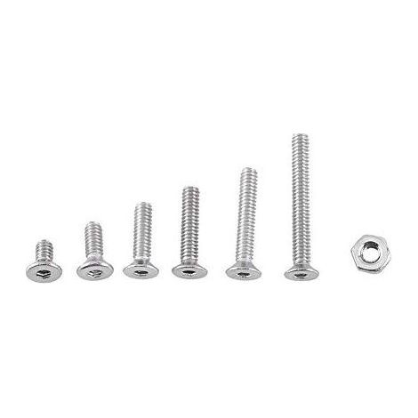 Ej.Life – Kit de 250 vis M2 en acier inox A2 – 6 longueurs M2 x 4/6/8/10/12/16mm – Tête plate, bombée, cylindrique – Résistance à la corrosion - 250pcs (1/5)