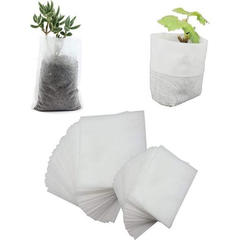 500 Pcs Sacs à Plantes Non tissé, Sacs Biodégradables Tissu Non Tissé pour Plantes Semis Sacs de Croissance d'élevage pour Les Tomates, Les Fleurs, Les Plantes et Plus - Blanc - 8 × 10 cm (1/5)