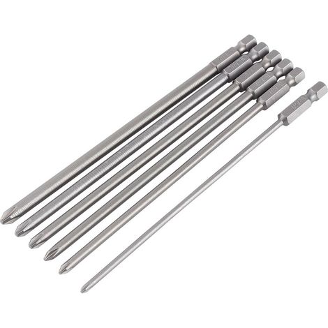 Ensemble de tournevis à tête cruciforme 6 pièces S2 acier magnétique 1/4 pouce tige hexagonale 150 mm long tournevis embout outil PH1 PH2 (1/5)