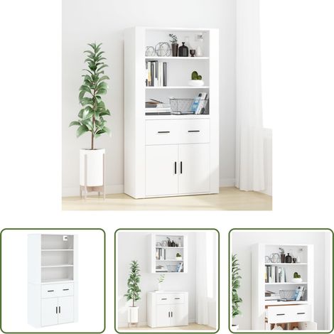 vidaXL Wandmontage - Highboard Weiß Holzwerkstoff (1/5)