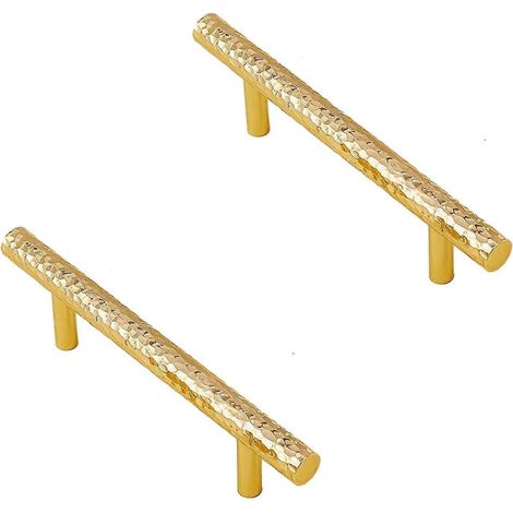 Möbelgriffe aus satiniertem Messing, 160 mm, vergoldet, T-förmig, für Küchenschubladen. (1/5)