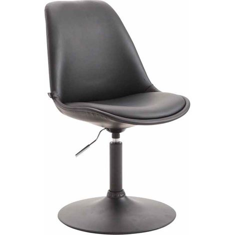 Silla de comedor x1 giratoria regulable en altura en PVC negro y pie de trompeta de metal negro 100003760 (1/5)