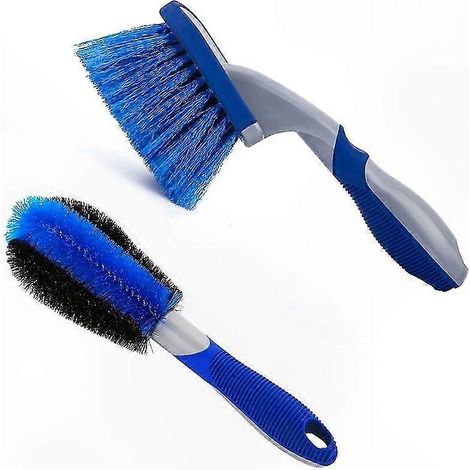 Jeu de 2 brosses de nettoyage auto pour jantes et pneus, kit double brosse résistant pour entretien efficace des surfaces véhiculaires (1/5)