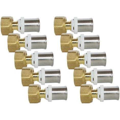 Lot de 10 raccords droit à sertir écrou tournant 15/21 pour tube Multicouche Ø16 (1/2)