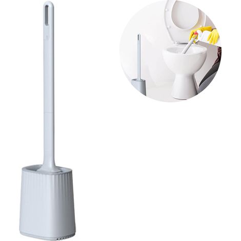 Brosse Pour WC - Tête En Silicone Flexible 3-en-1 - Support Murale Ou Autostable - Dimensions 77 x 102 x 410 mm - 1 Pièce (1/5)