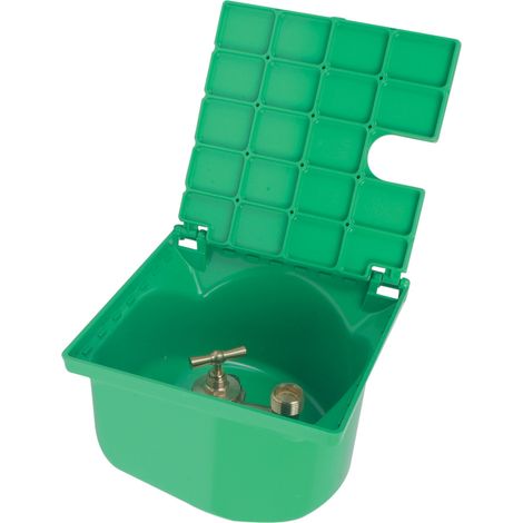 Nicoll – Bouche d'arrosage carrée verte 200x200mm – PVC résistant aux UV – Robinet en laiton – Pour points d'eau enterrés (1/2)
