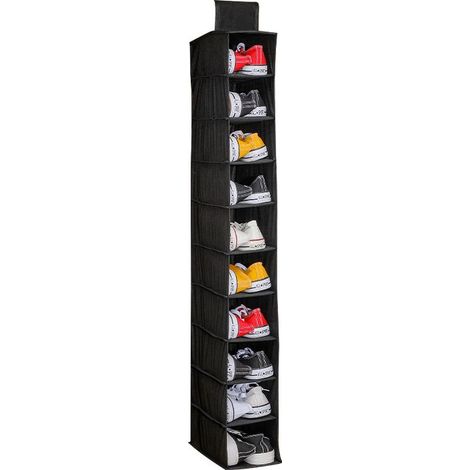 Étagère à chaussures - Meuble à chaussures suspendu avec 10 cubes - Étagère suspendue pour un rangement parfait de sac à main, sac ou chaussures - Noir (1/3)