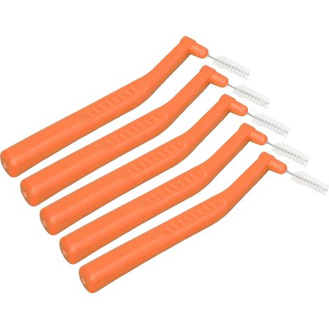 5 pièces Brossettes Interdentaires en L Nettoyage Efficace Anti-Plaque pour Appareil Dentaire et Soins Dentaires Orange (1/5)