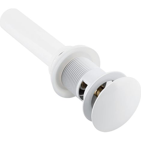 Bouchon trop-plein, blanc, laiton, pop-up, pour remplacement (1/5)