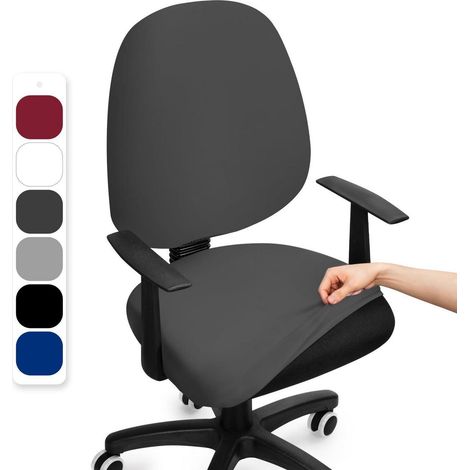 Bürostuhlbezug Stretch Universal Grau Abnehmbar Waschbar für Computerstühle (1/5)