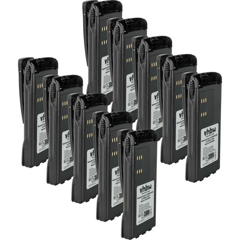 vhbw 10x Akku Ersatz für Motorola PMNN4158AR, PMNN4159AR für Funkgerät, Walkie Talkie (1500 mAh, 7,2 V, NiMH) + Gürtelclip