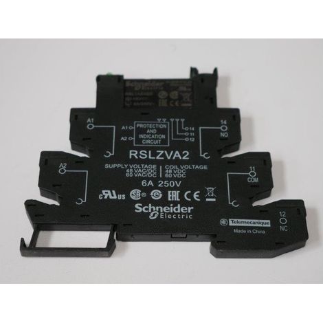 Relais d'interface PCB embrochable 1OF 6A 48Vac-dc monté sur embase bornes à vis sur rail DIN Harmony Relay RSL SCHNEIDER
