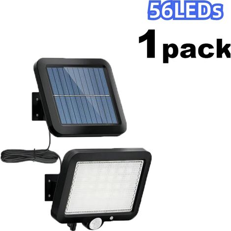 (56 LED - 1 pièce) Applique solaire extérieure avec réflecteur et 3 modes d'éclairage, détecteur de mouvement, étanche IP65, compatible avec jardin et terrasse. (1/5)