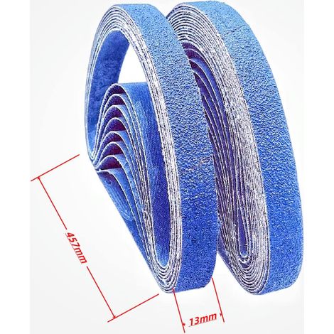 Lot de 9 - Bandes Abrasives Corindon De Zirconium - 13 X 457 mm - Grain 80 Pour Noir Et Decker - Poncer Le Métal - Le Bois (1/5)