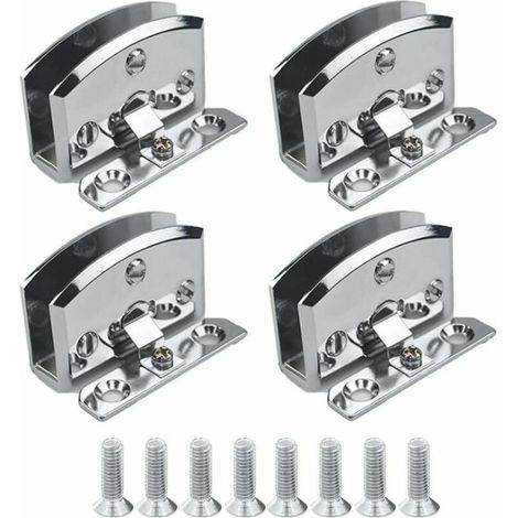 de charnières(Argent) de porte en verre vitrine armoire à vin clip charnière de porte pièces de rechange, adapté pour le verre de 5-8 mm d'épaisseur-4pcs (1/5)
