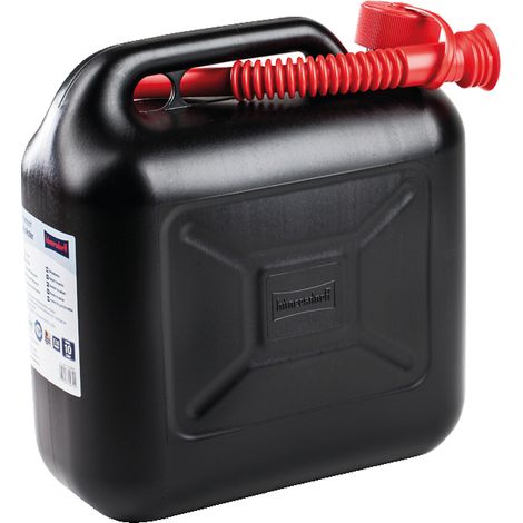 Benzinkanister mit Fassungsvermögen 10 LT aus schwarzem Kunststoff (1/2)