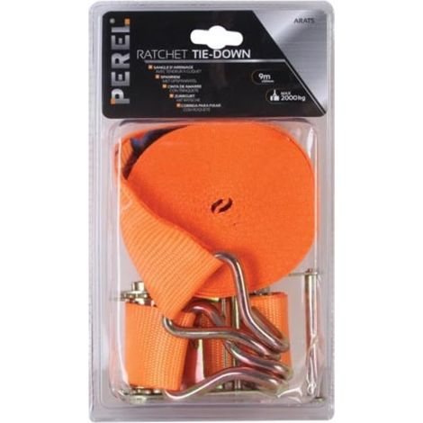 Sangle d'arrimage avec tendeur à cliquet avec crochets max 1000 kg 9 m x 50 mm (1/4)