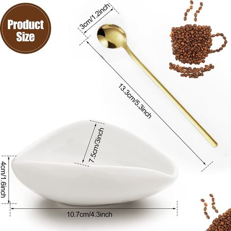 Plat à haricots blancs + cuillère à mélanger doréePlateau doseur pour grains de café, balance, coupelle à grains, tasse doseuse en céramique pour café moulu, coupelle pour grains verts, plateau de pré (1/5)