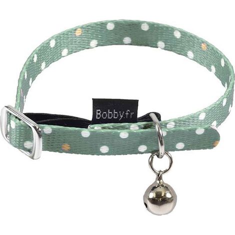 Collare in nylon verde decorazioni a pois bianchi modello Pretty per gatti