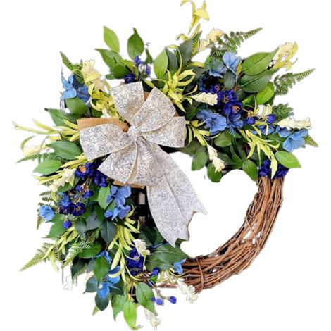 Guirlande De Porte - Couronne En Rotin Artificielle - Plante Verte Pour Décoration De Porte D'Entrée - 40 Cm - 1 Pièce (1/5)