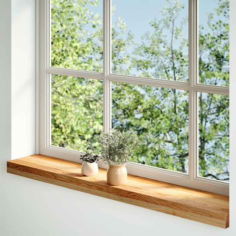 Lot de 2 Appuis de fenêtre,Rebord de fenêtre marron clair bois de chêne massif CFW22910 (1/5)