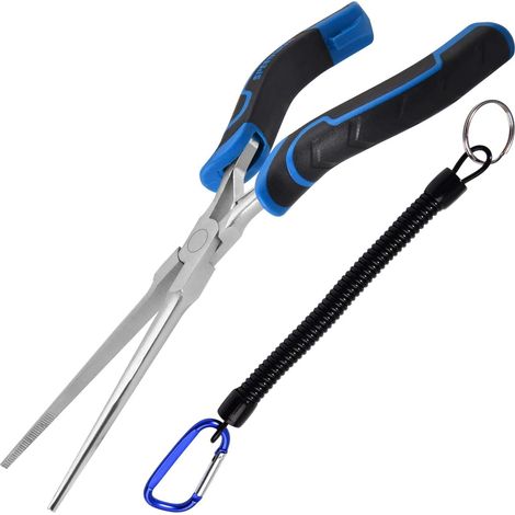 7 pouces Mini longue aiguille nez pince avec poignée confort - mince mâchoire Extra longue aiguille nez pince avec cordon à mâchoire dentelée pour la fabrication de bijoux, l’emballage de (1/5)