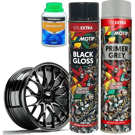 Kit de imprimación + pintura negra brillante para llantas, 2 aerosoles de 600 ml. (1/3)