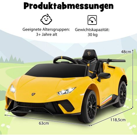 Coche electrico infantil lamborghini 12v coche infantil electrico con mando a distancia amarillo