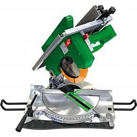 ingletadora de mesa superior. potencia 1400w. alimentación 230v. diámetro de corte 210mm. negro y naranja