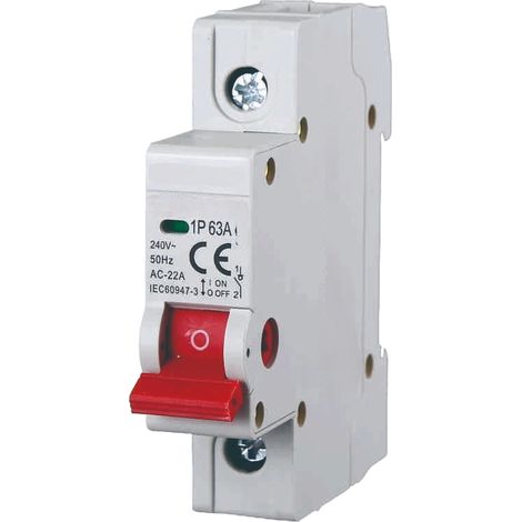 gloca Set 1 Lasttrennschalter 1P 63A 220V DIN-Schienenmontage belegt 1 Modul