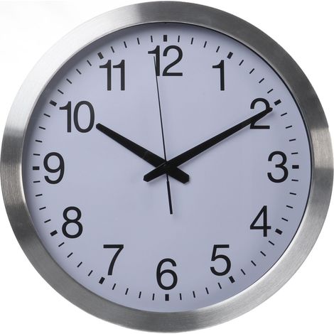 Perel – Horloge murale ronde 40 cm – Quartz moderne DCF – Cadran blanc avec chiffres noirs – Aluminium – Montage mural facile (1/10)