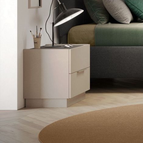 Comodino Londra 2 cassetti cashmere 50 cm con guide ammortizzate Made in Italy (1/2)