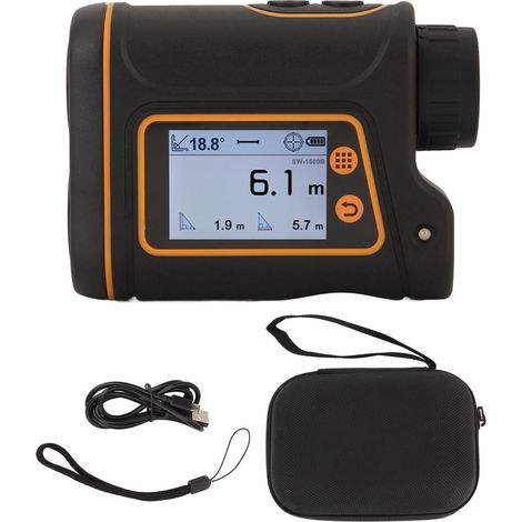 Télémètre Laser 1500m avec Écran Tactile LCD 6x Loupe, Distancemètre Portable pour Chasse et Golf, Batterie Incluse, Portée 1640.4 Yards, Modèle SW 1500B (1/5)