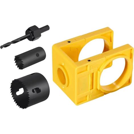 [JAMAIS UTILISÉ]Kit d'installation de serrure de porte, ensemble de scie cloche pour poignée de porte, outils manuels en acier au carbone avec gabarit de perçage pour portes en bois