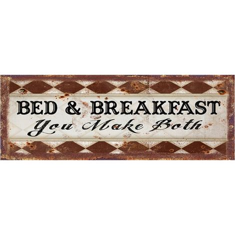Plaque Murale Décorative Panneau de Texte en Fer Coloris Marron et Blanc 36 x 13 cm - PANGIVO