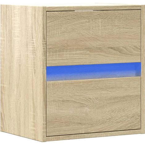 vidaXL Comodino a Parete con luci LED Rovere Sonoma (1/5)