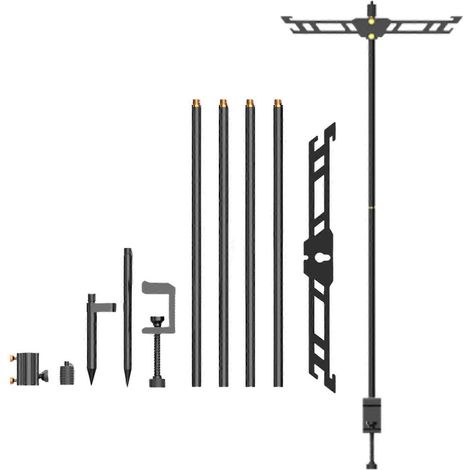 Support de lanterne pliable pour le camping, mât de lampe en alliage d'aluminium pliable avec crochet et support réglable en hauteur (1/5)