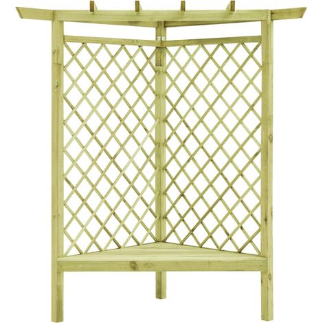 Eckpergola mit Sitz 130x130x197 cm imprägniertem Kiefernholz
