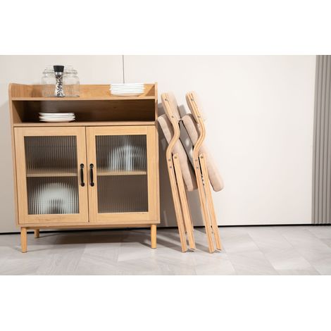 Chaise pliante HOMEFUN 2 pièces avec coussin, fauteuil en bois rembourré, pliable et portable, dossier confortable pour invités, cuisine, bureau, mariage et fête, couleur kaki (1/4)