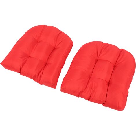 Lot de 2 coussins de chaise d'extérieur capitonnés, épais, en forme de U, 48 x 48 cm (rouge). (1/5)