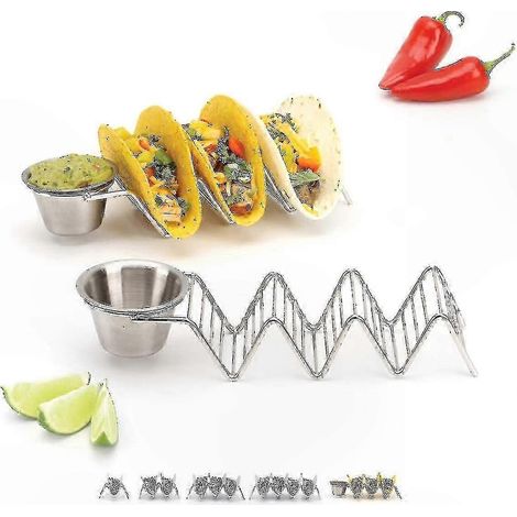 Porte-burritos avec pot à salsa - Acier inoxydable chromé - Peut contenir 3 burritos - Disponible en différents modèles (1/5)